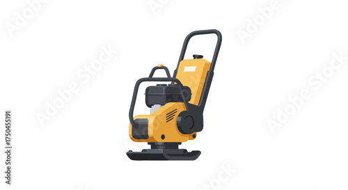 Yellow construction machine for compacting soil and ground surfaces.