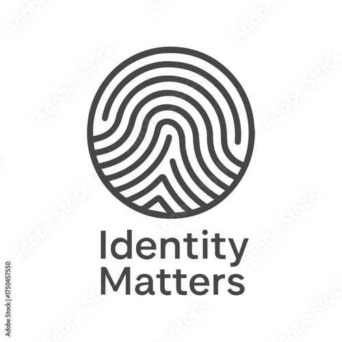 Unique Identification Symbol A Modern Black and White Fingerprint Icon