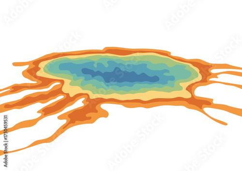 Colorful abstract geothermal spring, underground waters coming to surface. Fluid design for background element or graphic resource.