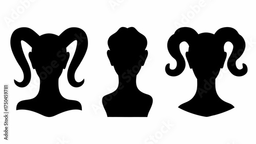 Charming silhouettes of women's hairstyles, perfect for graphic design or beauty salon promotions