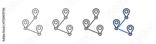 
outline icon set track with three location design