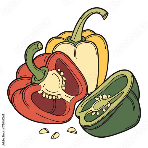 capsicum on white background 