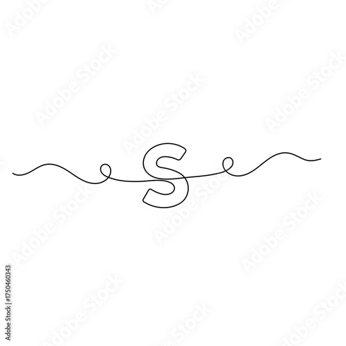 Alphabet  single line art, continuous one line drawing of  Isolated outline vector icon 