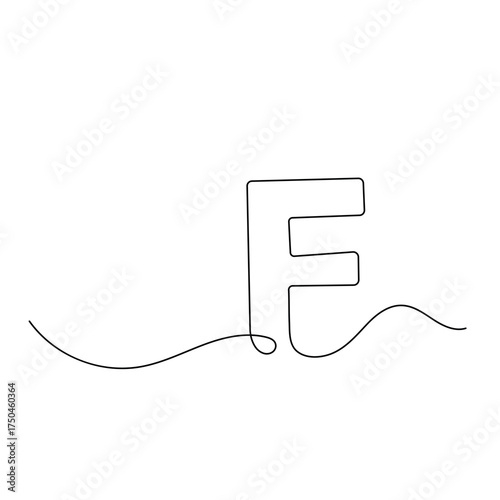 Alphabet  single line art, continuous one line drawing of  Isolated outline vector icon 