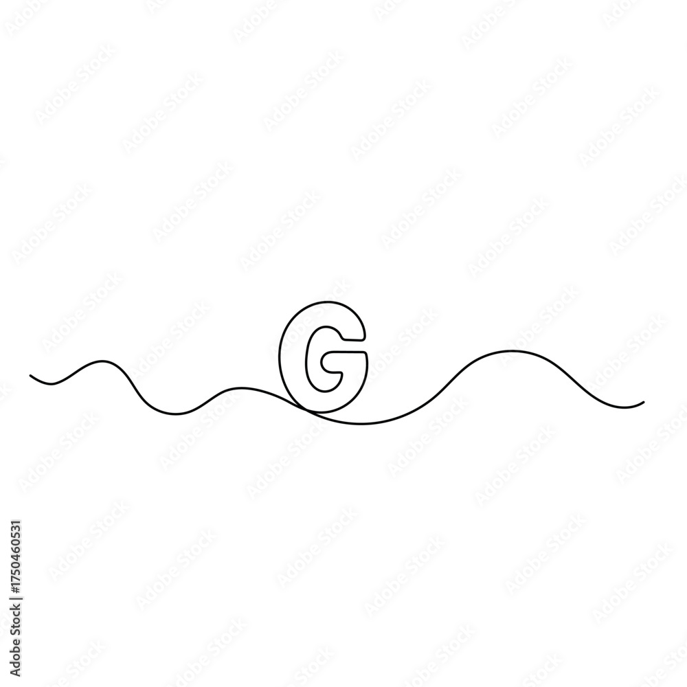 Fototapeta premium Alphabet single line art, continuous one line drawing of Isolated outline vector icon 