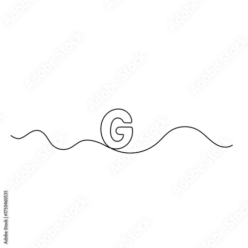 Alphabet  single line art, continuous one line drawing of  Isolated outline vector icon 