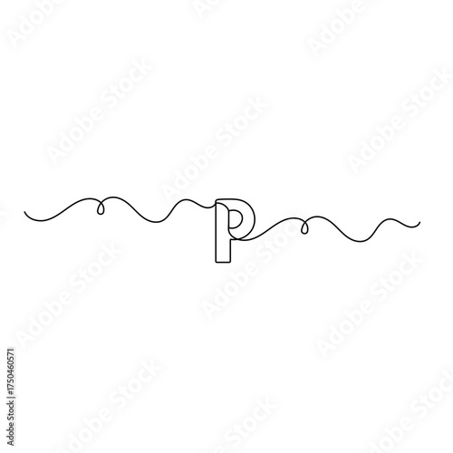 Alphabet  single line art, continuous one line drawing of  Isolated outline vector icon 