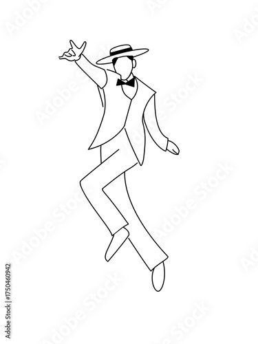 ハットをかぶって踊る男性ダンサー　png