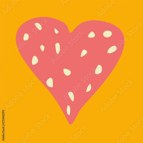 Boho Style Vector Heart with Dots on Orange Background