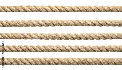 Close-up of multiple parallel ropes with slight texture and contrast, black background