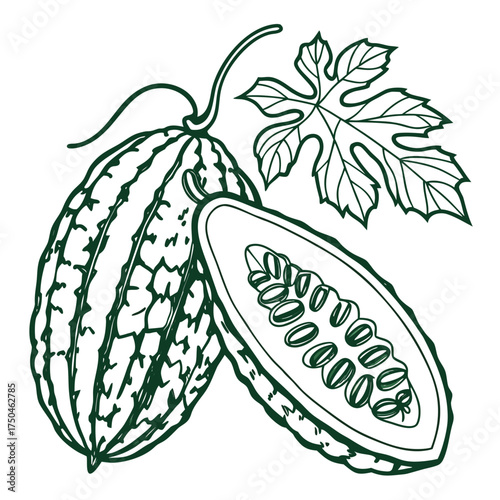 bitter melon with leaf