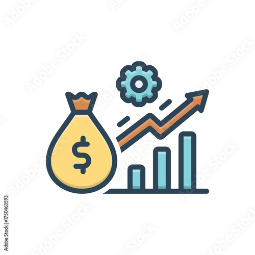 Color illustration icon for profit maximization