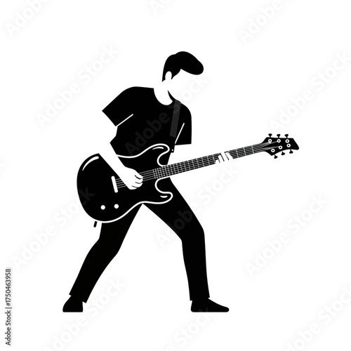 Musician playing electric guitar on stage during rock concert with passion and energy, creating a captivating performance.