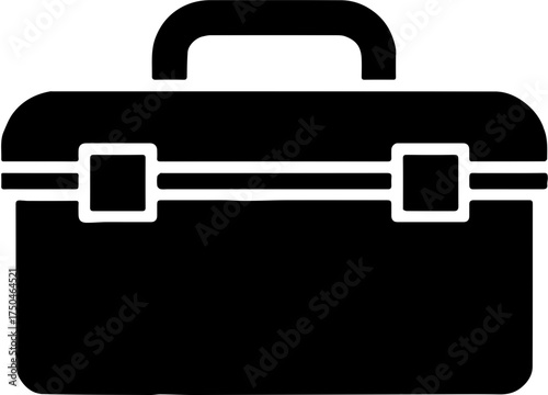 Isolated Mechanic Toolbox or Repair Kit Black Vector Icon