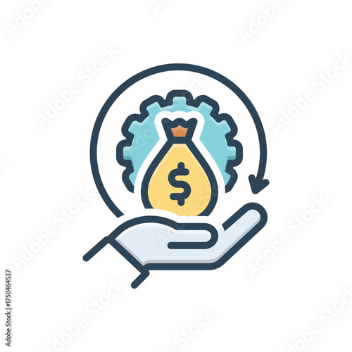 Color illustration icon for cost savings