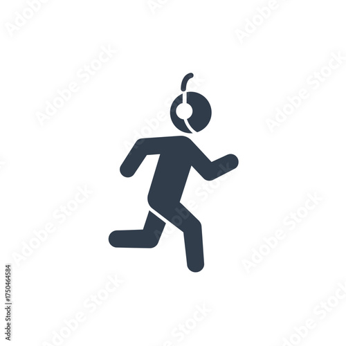 Person with headset running quickly on white background, representing speed and efficiency in customer service or support, conveying a sense of urgency.