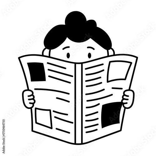 A drawing style icon showing reading newspaper
