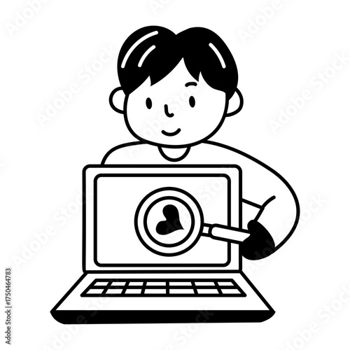 A sketchy style icon representing searching
