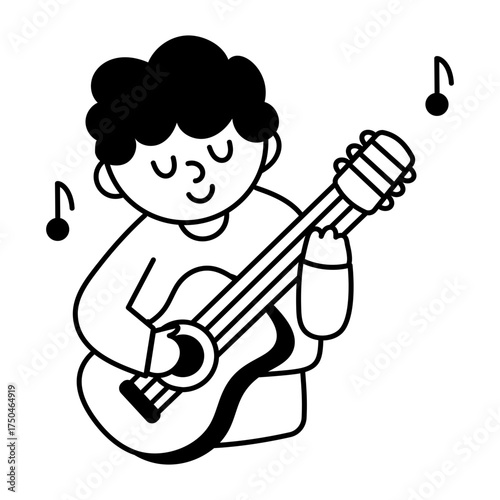 Hand drawn style icon depicting guitar strumming