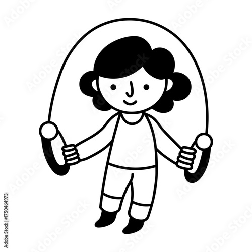 Hand drawn style icon depicting skipping rope