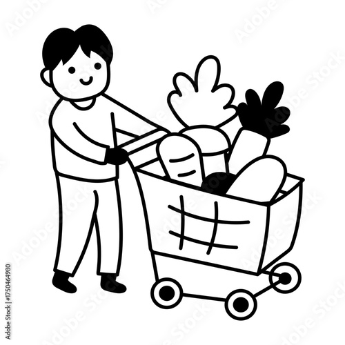 A sketchy style icon representing shopping cart
