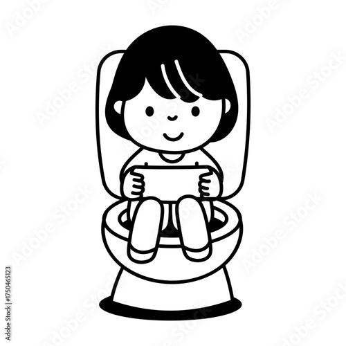 Hand drawn style icon depicting kid toilet
