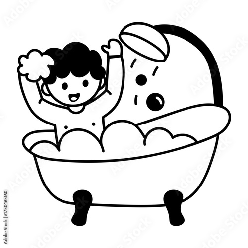 A drawing style icon showing shower

