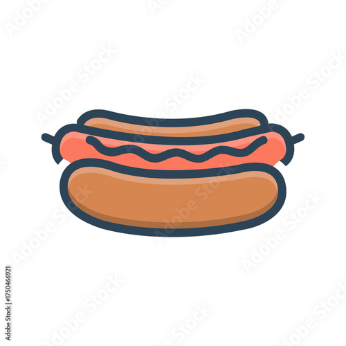Vector color shadow icon for Hotdog
