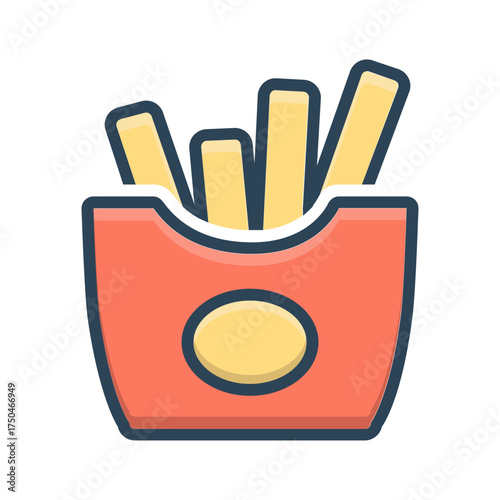 Vector color shadow icon for Fries box