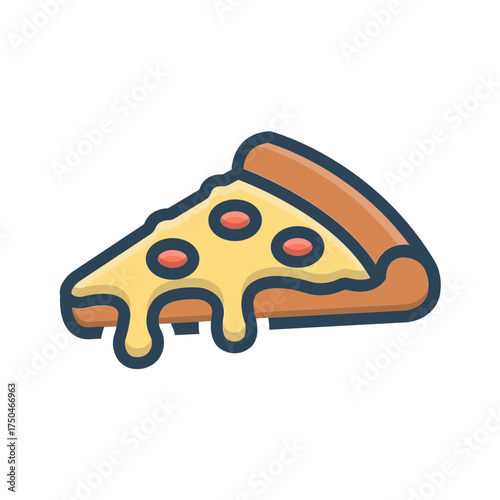 Vector color shadow icon for Pizza slice