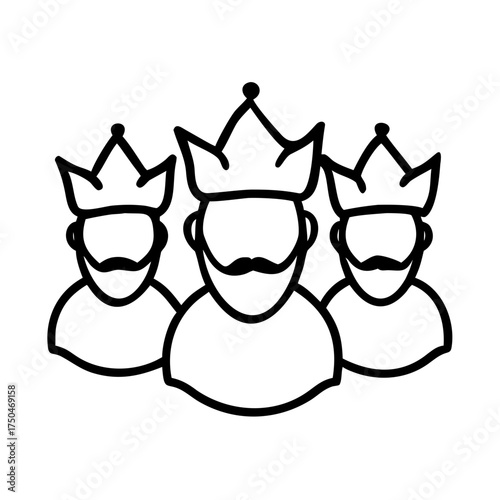 Three kings together icon symbolizing Día de los Reyes, Three Kings Day  