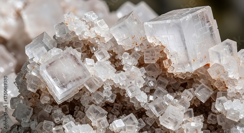 Halite Crystals - A Close-Up of Sodium Chloride Mineral Formation.