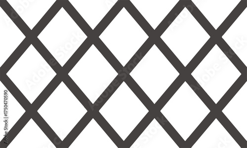 Seamless Black and White Diamond Grid Pattern, Abstract Rhombus Lattice Background Texture


