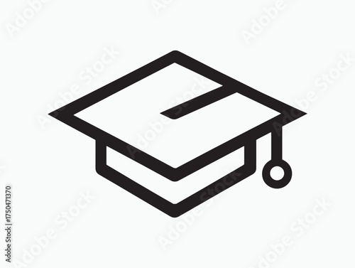 Academic Graduation Hat Outline Vector Design