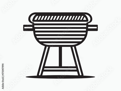 Electric Grill Maker Clean Line Illustration