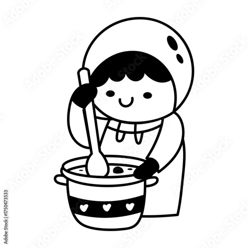 A drawing style icon showing stirring food
