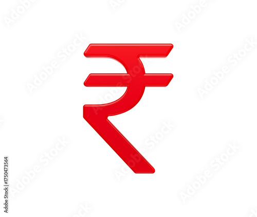 Free Download Vibrant red 3D Indian Rupee symbol for finance, currency, and economic themes. 3d illustration - GFXLoad