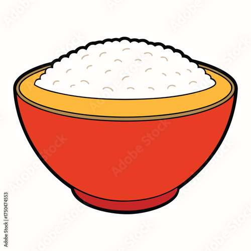 A steaming ceramic bowl brimming with fluffy, perfectly cooked rice, each grain soft and separate, inviting comfort and simplicity in every warm, white scoop.
