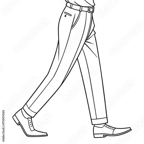 A stylishly dressed man s legs in tailored trousers and dress shoes walking confidently forward against a clean white background representing business and fashion