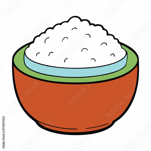 A steaming ceramic bowl brimming with fluffy, perfectly cooked rice, each grain soft and separate, inviting comfort and simplicity in every warm, white scoop.
