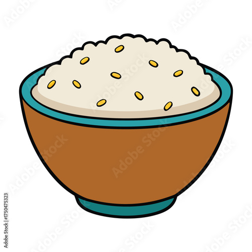 A steaming ceramic bowl brimming with fluffy, perfectly cooked rice, each grain soft and separate, inviting comfort and simplicity in every warm, white scoop.
