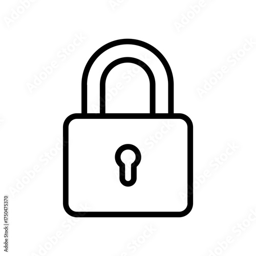 Black single locked line icon, simple safe blocked chain keeper flat design vector pictogram vector for app ads logotype web website button ui ux interface elements isolated on white background