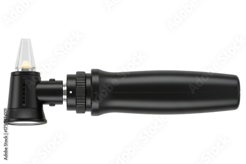 Professional diagnostic otoscope medical instrument with light isolated on a transparent background