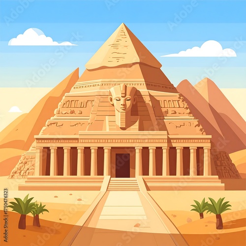 Egyptian pyramid complex illustration