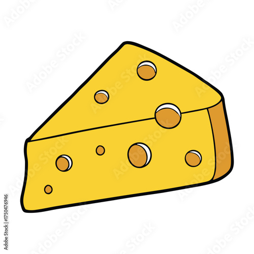 A golden-yellow piece of cheese with smooth edges and small holes, rich in aroma and creamy texture, symbolizing delicious dairy flavor and classic snack perfection.
