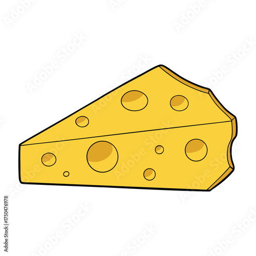 A golden-yellow piece of cheese with smooth edges and small holes, rich in aroma and creamy texture, symbolizing delicious dairy flavor and classic snack perfection.
