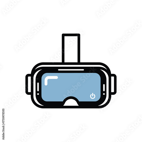 Vector icon of a virtual reality headset, a modern symbol representing the concept of immersive digital entertainment and futuristic technology