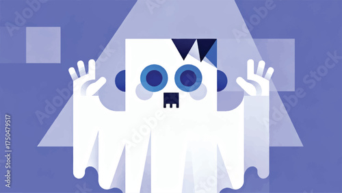 Illustration Of A Cartoon Ghost Trying To Scare But Looks Cute Vector Design Template