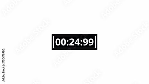 30 seconds countdown animation with transparent background, countdown timer from 30 seconds to 0 with minute, seconds and milliseconds, thirty seconds countdown timer with alpha channel in 4k.	