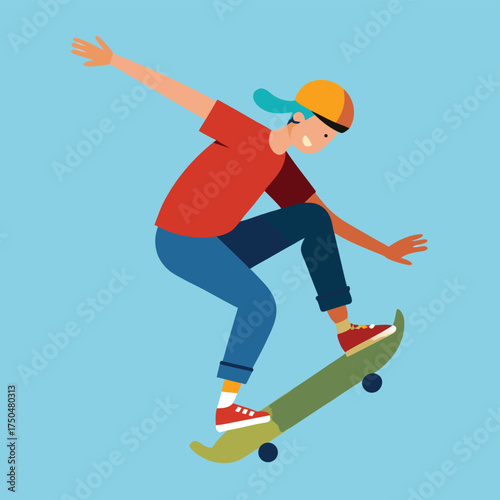 skateboarder jumping on a snowboard
